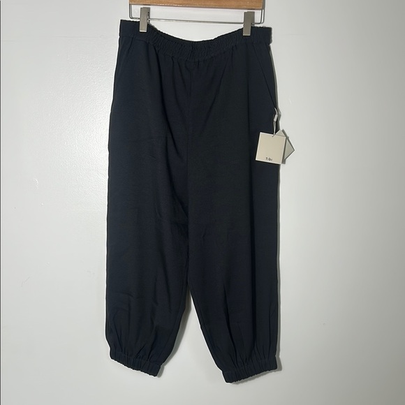 Tibi Chalky Drape Plashet Jogger Black Relaxed Fit Trousers